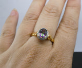 Genuine Mystic Rainbow Topaz Ring - 24k Gold Plated sterling silver Halo Topaz Ring