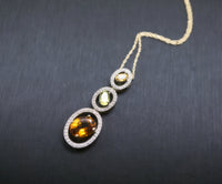 Multi Gemstone Necklace Sterling Silver Citrine Peridot Jewelry Genuine Orange Quartz