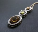 Multi Gemstone Necklace Sterling Silver Citrine Peridot Jewelry Genuine Orange Quartz