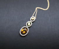 Multi Gemstone Necklace Sterling Silver Citrine Peridot Jewelry Genuine Orange Quartz