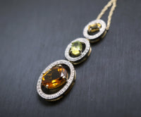 Multi Gemstone Necklace Sterling Silver Citrine Peridot Jewelry Genuine Orange Quartz