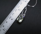 Genuine Faceted Green Amethyst Necklace Sterling Silver Diamond Flower Style