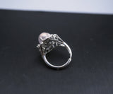 Rose Quartz Ring - 925 Stering Silver Natural Rose Quartz Flower Ring USA Size 7