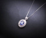 Unique Design Tanzanite Necklace - 18KGP @ Sterling Silver - Oval Cut 1.5 CT Lab Created Energic Tanzanite Pendant