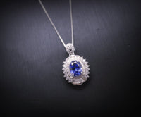 Unique Design Tanzanite Necklace - 18KGP @ Sterling Silver - Oval Cut 1.5 CT Lab Created Energic Tanzanite Pendant