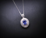 Unique Design Tanzanite Necklace - 18KGP @ Sterling Silver - Oval Cut 1.5 CT Lab Created Energic Tanzanite Pendant