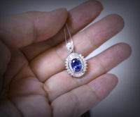 Unique Design Tanzanite Necklace - 18KGP @ Sterling Silver - Oval Cut 1.5 CT Lab Created Energic Tanzanite Pendant