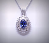 Unique Design Tanzanite Necklace - 18KGP @ Sterling Silver - Oval Cut 1.5 CT Lab Created Energic Tanzanite Pendant