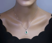 Emerald Necklace - 18KGP @ Sterling Silver - Gemstone Flower Emerald Pendant - May Birthstone Green Jewelry #622