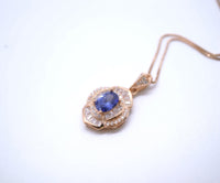 Tanzanite Necklace - 18k Rose gold coated Sterling Silver - Dainty Lab Created Tanzanite Jewelry - December Birthstone #536