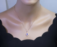 Tanzanite Necklace - 18k Rose gold coated Sterling Silver - Dainty Lab Created Tanzanite Jewelry - December Birthstone #536