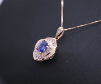 Tanzanite Necklace - 18k Rose gold coated Sterling Silver - Dainty Lab Created Tanzanite Jewelry - December Birthstone #536