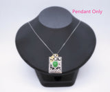 Large Luxury Green Jade Necklace Full Sterling Silver Made 1076