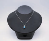 Blue Topaz Necklace - Sterling Silver Solitaire 8 mm Blue Topaz Jewelry - 18k @ Sterling Silver blue topaz pendant 082