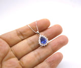 Teardrop Tanzanite Necklace - Halo Solitaire Tanzanite Pendant - 18KGP @ Sterling Silver - 2.5 CT Pear Cut #330