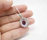 Large Genuine Amethyst Necklace - Sterling Silver Two Layer Cubic Zirconia - February Birthstone - Halo 3 CT Natural Amethyst Pendant