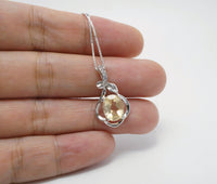 Genuine Citrine Necklace - Sterling Silver Flower Necklace - Oval Cut November Birthstone Natural Citrine Jewelry