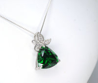 Large Trillion Emerald Necklace - Sterling Silver Butterfly Bail Necklace - Large 6 ct May Birthstone - Triangle Green Emerald Jewelry #635