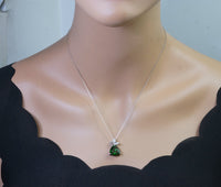 Large Trillion Emerald Necklace - Sterling Silver Butterfly Bail Necklace - Large 6 ct May Birthstone - Triangle Green Emerald Jewelry #635