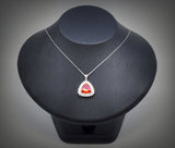 Large Sunstone Necklace - Gemstone Trillion Sun Stone Pendant Triangle Sterling Silver 10 CT Red Orange Gemstone Jewelry #835