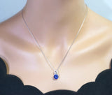 Gorgeous Tanzanite Necklace - Sterling Silver Solitaire 8mm 2 Ct Round Manmade Tanzanite Jewelry - Vivid Tanzanite Gemstone #264