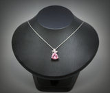 Pink Topaz Necklace - Large Triangle Pink Topaz Pendant, White Gold coated Sterling Silver, Gemstone Butterfly Pendant #631