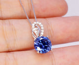 Gorgeous Tanzanite Necklace - Sterling Silver Solitaire 8mm 2 Ct Round Manmade Tanzanite Jewelry - Vivid Tanzanite Gemstone #264