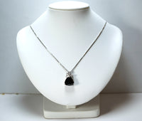 Trillion Black Cubic Zirconia Necklace Sterling Silver Butterfly , Jet Black CZ Necklace, Black Solitaire Pendant