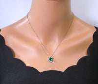 Emerald Necklace Gemstone David Star Style - May Birthstone - Lab Created Emerald Jewelry white gold coated sterling silver #318