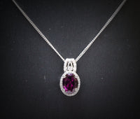 Genuine Tiny Oval Garnet Necklace - Sterling Silver Red Gemstone Jewelry