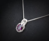 Genuine Tiny Oval Garnet Necklace - Sterling Silver Red Gemstone Jewelry