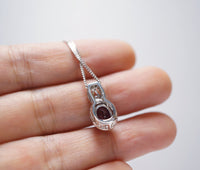 Genuine Tiny Oval Garnet Necklace - Sterling Silver Red Gemstone Jewelry