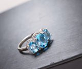 Large Genuine Blue Topaz Ring - Sterling Silver Size 7 Topaz Gemstone Ring