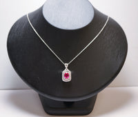 Dainy Red Ruby Necklace - Sterling Silver White Sapphire Jewelry