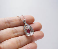 Dainy Red Ruby Necklace - Sterling Silver White Sapphire Jewelry