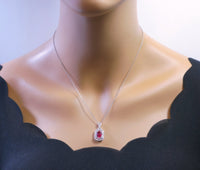 Dainy Red Ruby Necklace - Sterling Silver White Sapphire Jewelry