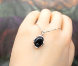 Black Onyx Necklace - Full Sterling Silver Large Genuine Onyx Jewelry #272