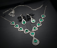 Luxury Emerald Necklace - Bridal Emerald Jewelry - Wedding Teardrop Emerald Necklace Set