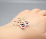 Teardrop Ruby Earrings - Sterling Silver Red Ruby Dangle Earrings