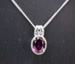 Genuine Tiny Oval Garnet Necklace - Sterling Silver Red Gemstone Jewelry