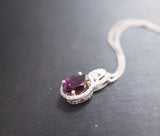 Genuine Tiny Oval Garnet Necklace - Sterling Silver Red Gemstone Jewelry