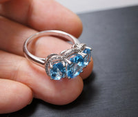 Large Genuine Blue Topaz Ring - Sterling Silver Size 7 Topaz Gemstone Ring