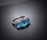 Large Genuine Blue Topaz Ring - Sterling Silver Size 7 Topaz Gemstone Ring