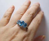 Large Genuine Blue Topaz Ring - Sterling Silver Size 7 Topaz Gemstone Ring