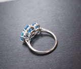 Large Genuine Blue Topaz Ring - Sterling Silver Size 7 Topaz Gemstone Ring