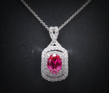 Dainy Red Ruby Necklace - Sterling Silver White Sapphire Jewelry