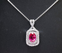 Dainy Red Ruby Necklace - Sterling Silver White Sapphire Jewelry