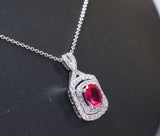 Dainy Red Ruby Necklace - Sterling Silver White Sapphire Jewelry