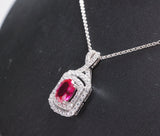 Dainy Red Ruby Necklace - Sterling Silver White Sapphire Jewelry