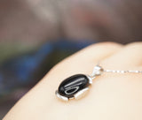 Black Onyx Necklace - Full Sterling Silver Large Genuine Onyx Jewelry #272